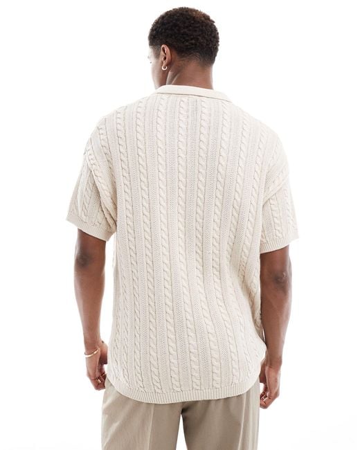 New Look White Short Sleeve Textured Knit Stripe Polo for men