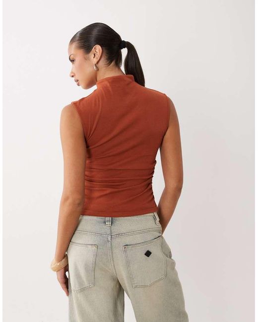 Gina Tricot Red Sleeveless Funnel Neck Top