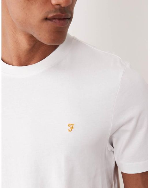 Farah White Danny Short Sleeve Regular Fit Logo T-shirt for men