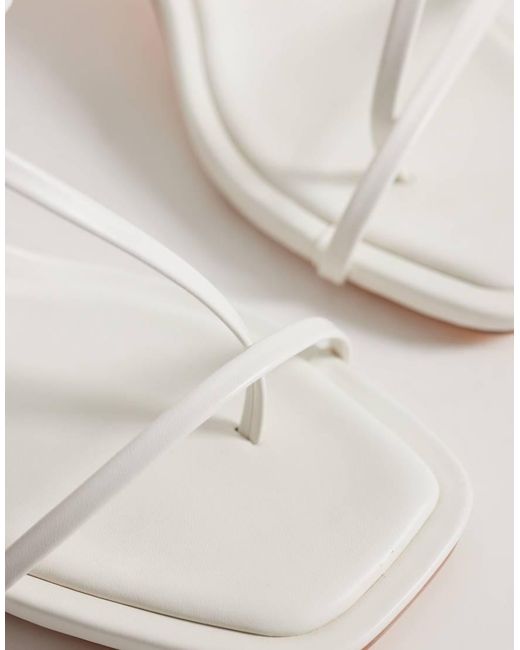 Glamorous White Barely There Heeled Sandals With