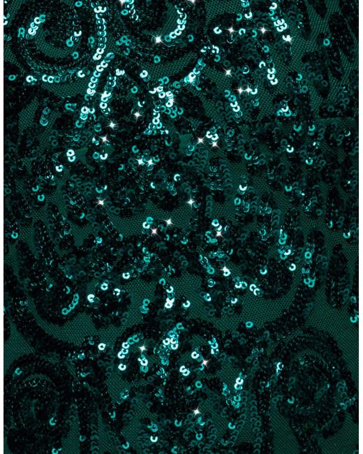 Goddiva Green Embellished Sequin Bishop Sleeve Maxi Dress