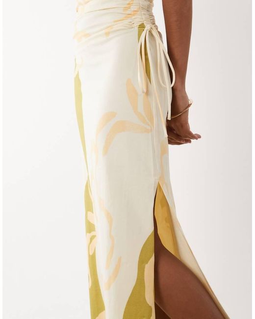ASOS Natural Bandeau Ruched Side Midi Dress