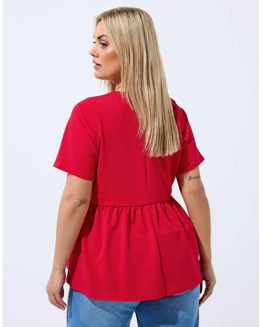 Yours Clothing Red Button Peplum Top