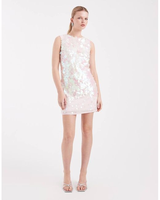 Miss Selfridge White Premium Sequin Shift Dress