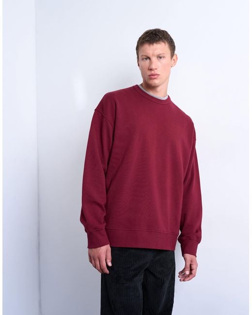 Topman – hochwertiges, leichtes oversize-sweatshirt in Red für Herren