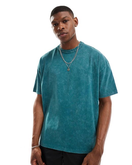T-shirt épais oversize - délavé ASOS pour homme en coloris Blue