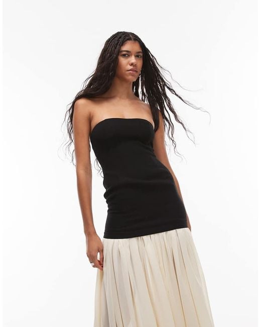 HEIRESS BEVERLY HILLS Natural Bandeau Drop Waist Chiffon Maxi Dress