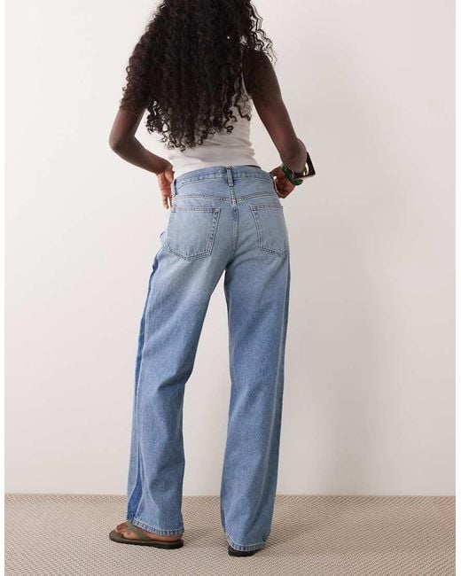 Mango Blue Ruby 100% Cotton Side Panel Straight Jeans