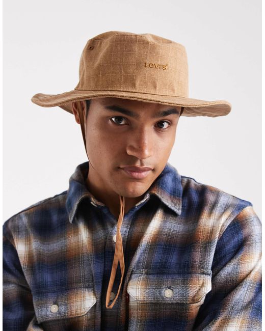 Levi's Brown Tonal Logo Drawstring Bucket Hat for men