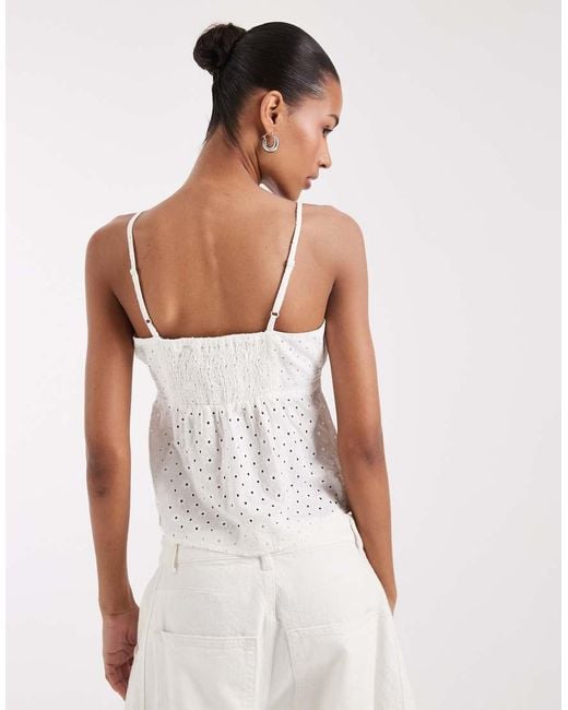 JJXX White Broderie Anglaise Cami Top