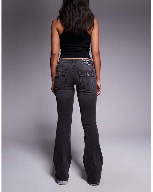 True Religion Blue Joey Low Rise Flare Jeans With Flap Pocket