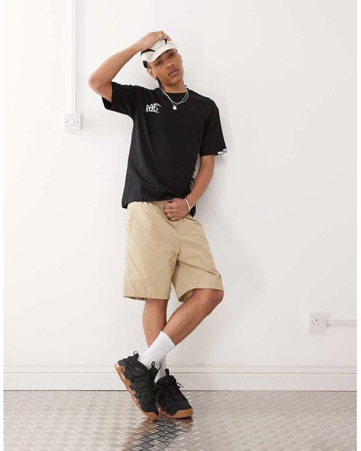 Camiseta Negra De Corte Cuadrado Con Estampado Posicional De Monopatín Y Logo De Aape By A Bathing Ape de hombre de color Black