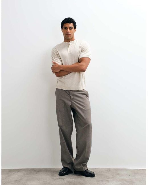 ASOS White Relaxed Knitted Henley for men