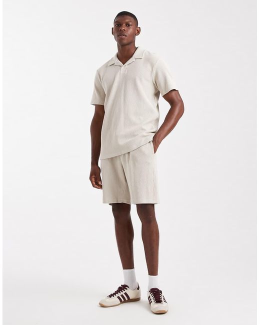 Only & Sons Natural Co-Ord Ribbed Jersey Short for men