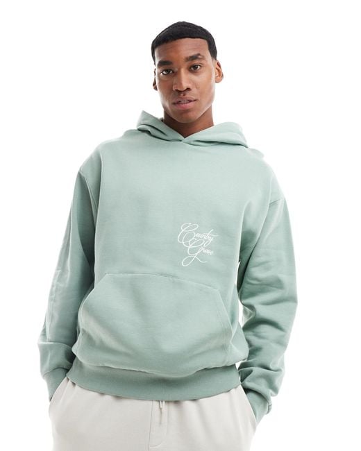 ASOS Green Oversized Hoodie With Country Print for men