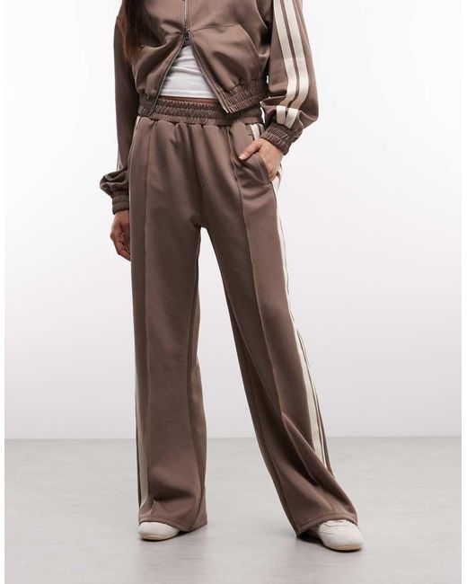 CERNUCCI Natural Wide Leg Track Pants With Side Taping
