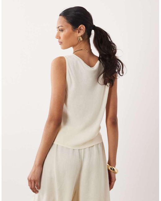 ASOS Natural Linen Blend Scoop Neck Tank Top