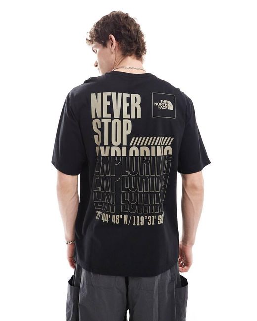 Camiseta Negra Con Estampado En La Espalda Coordinates De The North Face de hombre de color Black