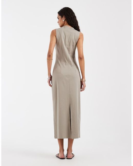 & Other Stories White Sleevless Jersey Maxi Dress With Back Split