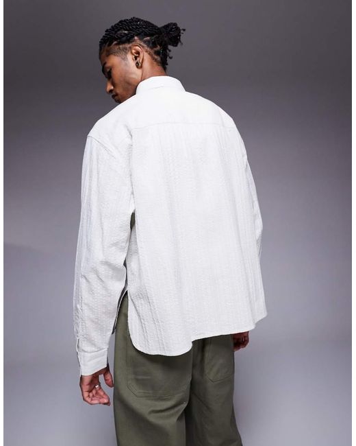 ASOS Gray Oversized Shirt With Curved Split Hem for men
