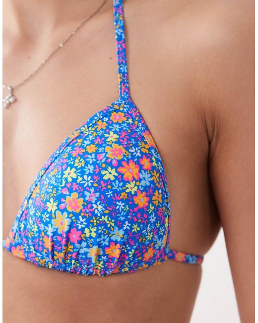 Kulani Kinis Blue Electric Bloom Triangle Bikini Top