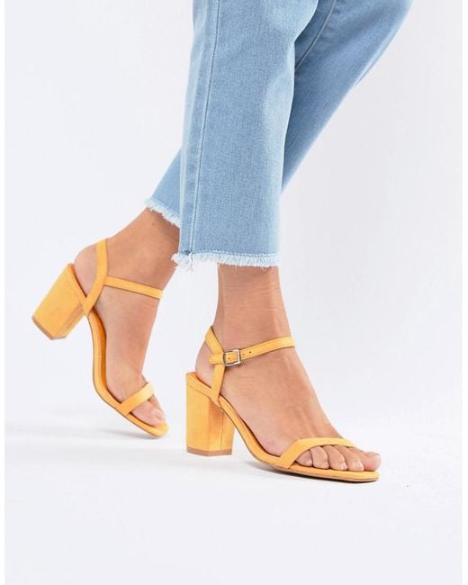 Glamorous Orange Peach Block Heel Sandals