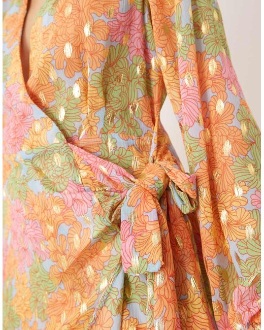 Never Fully Dressed Multicolor Metallic Wrap Mini Dress