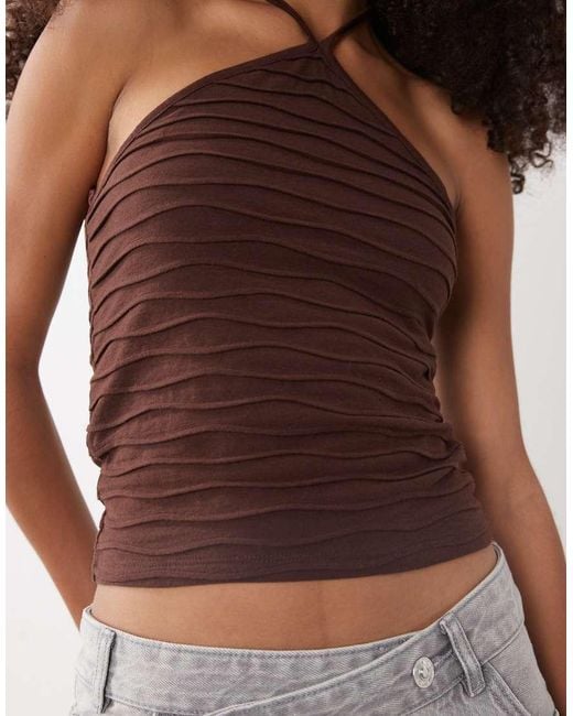 Mango Brown Teen Knitted Halterneck Top