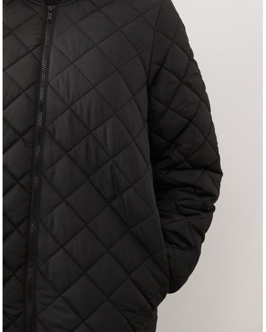 Noisy May Black Longline Quilted Jacket