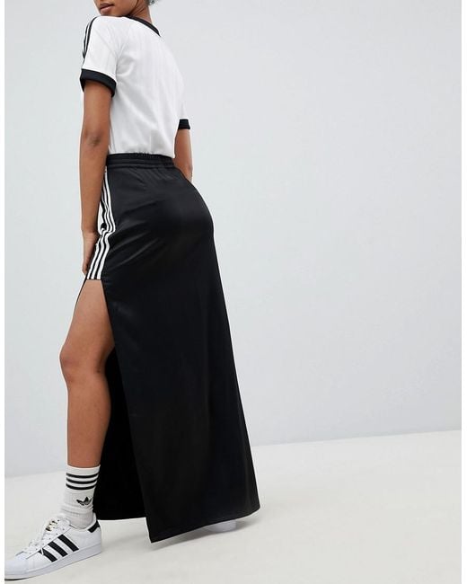 adidas Originals Fashion League Maxi Skirt With Extreme Slit in Black | Lyst