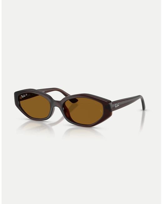 Ray-Ban Natural Rb4473D Irregular Polarised Sunglasses With Lens