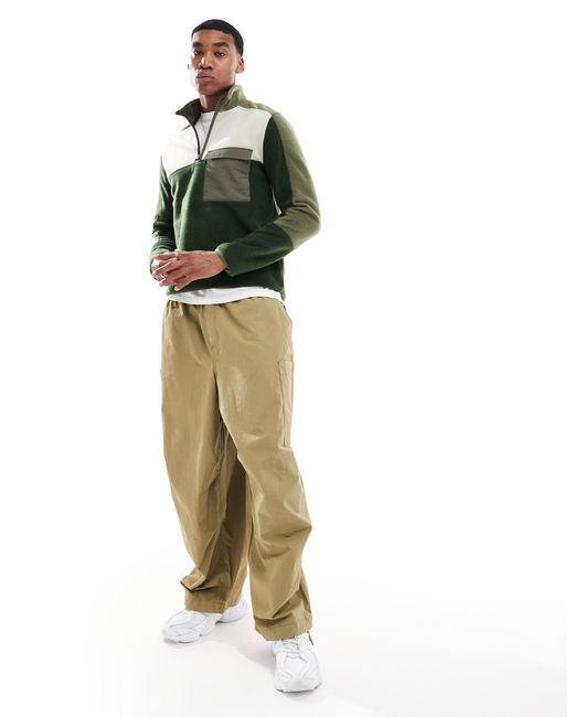 Sweat oversize color block en polaire à col zippé - foncé ASOS pour homme en coloris Green