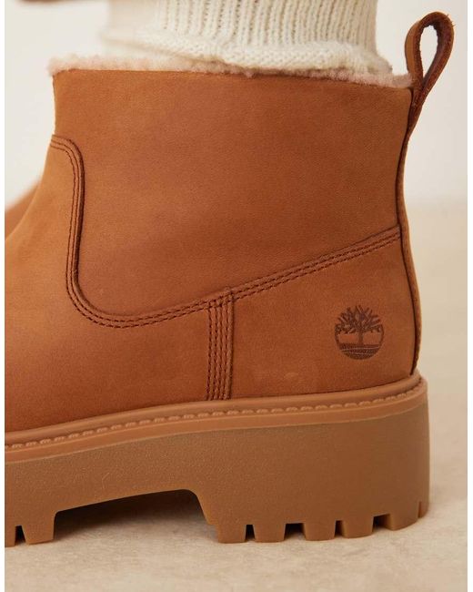 Timberland Natural Stone Street Platform Borg Lined Chelsea Boots