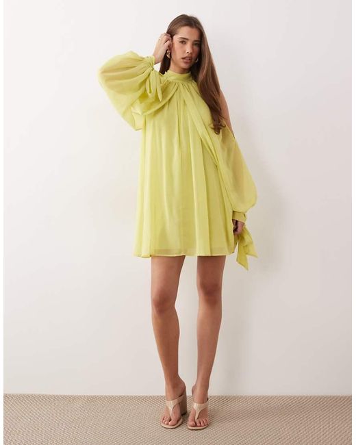 asos yellow mini dress Sorority Rush | Love On You Dress Make a bold fashion statement effortlessly with this unique design. ASOS High Neck Chiffon Mini