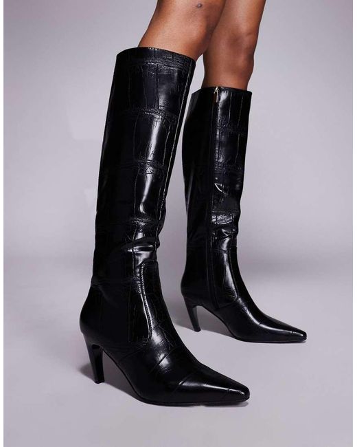 SIMMI Gray Simmi Lapis Heeled Knee Boots