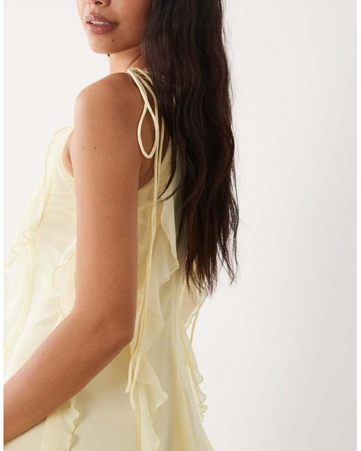 Vila Natural Tie Shoulder Ruffle Cami Maxi Dress