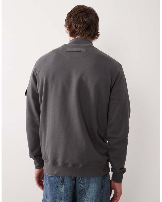 Barbour Gray Galloway Relaxed Half Zip Sweatshirt for men