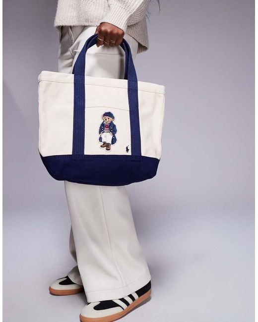 Polo Ralph Lauren Blue Tote Bag With Bear Logo