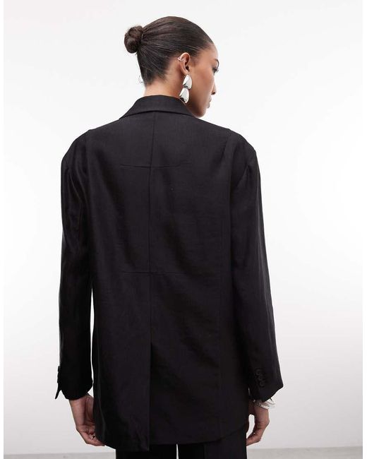AllSaints Black Charley Co-Ord Tailored Linen Blend Blazer