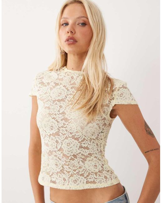 Motel White Axelle Hooded Lace Top