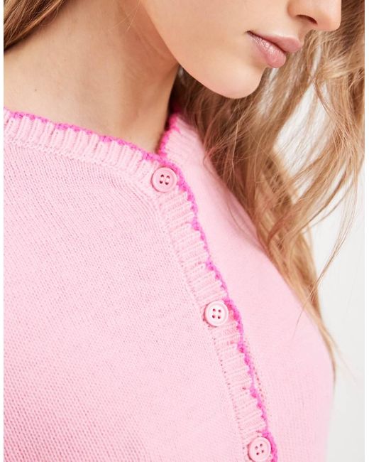 Miss Selfridge Red Blanket Stitch Cardigan