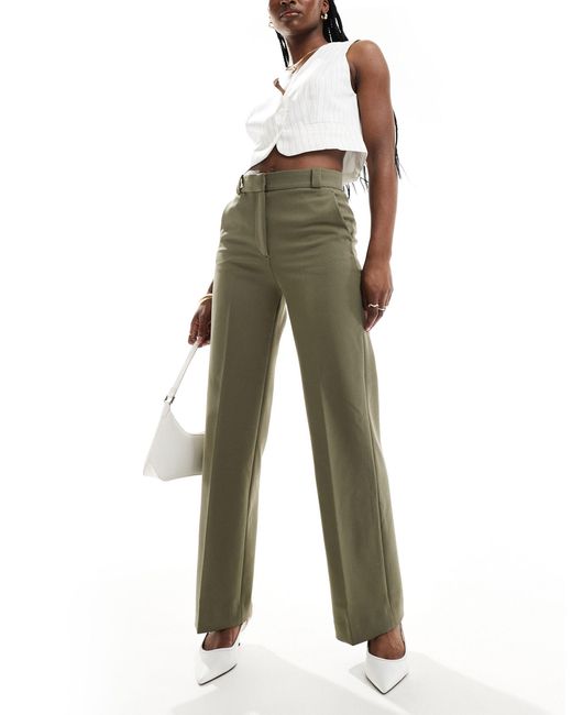 & Other Stories Green Tailored Flared Trousers