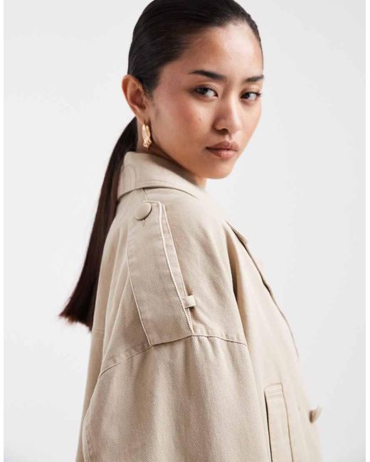 Miss Selfridge Natural Belted Cropped Trench Jacket