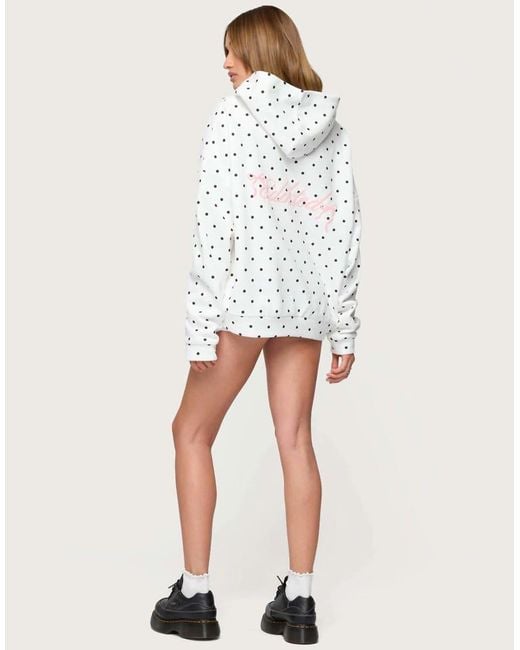 Edikted White Chelsie Polka Dot Hoodie