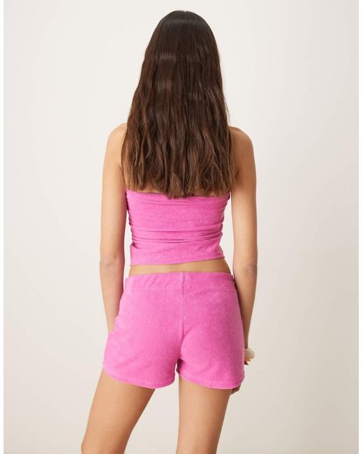 ASOS Pink Towelling Micro Short Co-ord