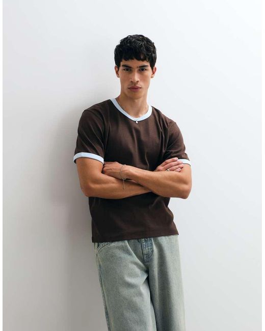 Jack & Jones Brown Regular Ringer T-shirt for men