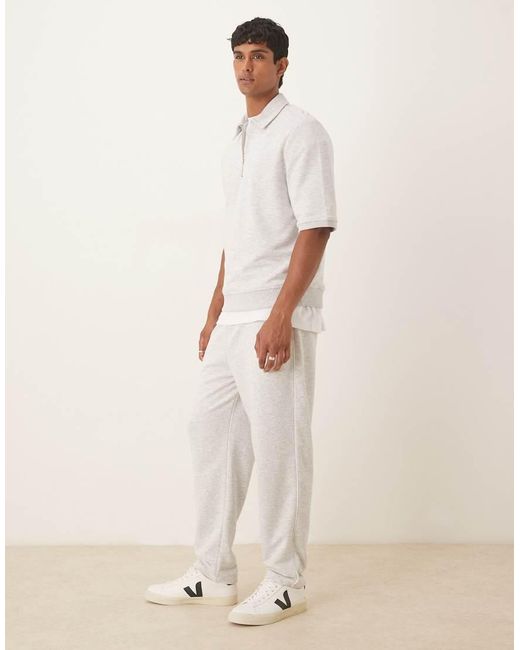 ASOS Toelopende Joggingbroek Van Loopback-Stof En Biezen Aan De Zijkant in het Natural voor heren