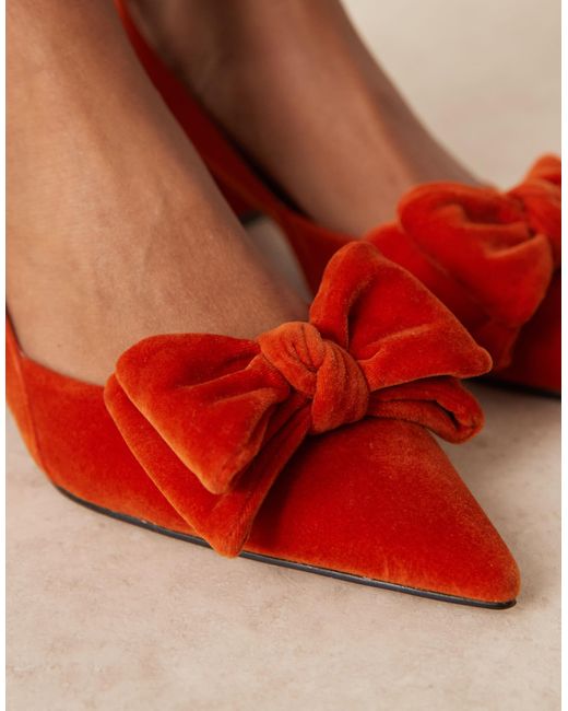ASOS Blue Symphony Bow Slingback Mid Block Heeled Shoes