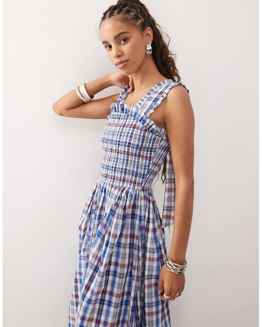 Collusion Blue Check Maxi Dress