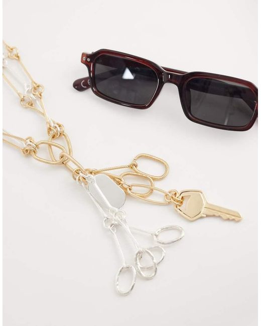 Mango White Key Charm Chain Necklace